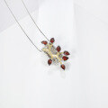 wholesale S925 Silver Designer Natural Topaz Pendant Leaf Branch High-End Style Gemstone Necklace-0-1