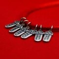 wholesale 925 Sterling Silver Chinese Style Prayer Wenwan Bracelet Braided Cord Pendant Retro Red String Wristband DIY Accessory Keychain Ornament-0-1