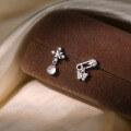 wholesale S925 Sterling Silver Butterfly Paperclip Cross Stud Earrings For Women-0-2