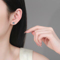 S925 Silver Four-Prong Champagne Gold Earrings with Moissanite-0-2