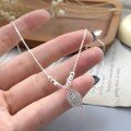 wholesale Sterling Silver S999 Maker's Ins Style Leaf Full Diamond "One Leaf for Sudden Wealth" Necklace Minimalist Niche High-End Design Sense Collarbone Chain-0-2