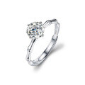 S925 Sterling Silver Moissanite Bamboo Knot Four-Prong Ring for Women-0-3