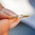 18K Gold Plated S925 Silver Moissanite Rectangle Heart Ring-0-0