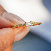 18K Gold Plated S925 Silver Moissanite Rectangle Heart Ring-0.5ct (set with zircon)  8 yards