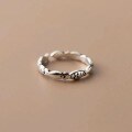 wholesale Sterling silver retro minimalist Thai silver small fish ring, fashionable distressed ins style, Japanese-inspired elegant adjustable openable accessory-0-0