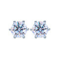 wholesale S925 Sterling Silver Classic Six-Prong Moissanite Stud Earrings for Women, Simple and Stylish, Versatile High-End Feel Wholesale-0-4