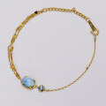 wholesale Wholesale from the source manufacturer of jewelry: Sterling silver daily-wear niche luxury egg-shaped Larimar London blue bracelet-0-2