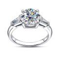 wholesale S925 Silver Cross-Border Four-Prong Women's Moissanite 3-Carat Ring, High-End Light Luxury Style, Fashionable and Premium, Selling Hot-0-0