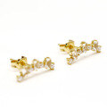 wholesale Metal: S925 Silver Gold Plated Japanese and Korean New Spring Summer Ice-Transparent Natural White Topaz Women's Ear Studs OL Style Earrings-0-2