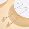 wholesale S925 Sterling Silver Pearl Tassel Ear Threads, Fashionable, Minimalist, Commuter-Friendly, Versatile, and Convenient Earrings-0-1