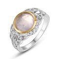 wholesale S925 Silver Japanese and Korean New Fashionable Popular Natural Rose Quartz Ring Retro Luxury Style Pink Quartz Ring Wholesale-0-5