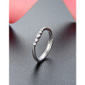 wholesale S925 Sterling Silver Zircon Inlaid Women's Adjustable Ring, Fashionable Minimalist Versatile Korean Style High-End Feeling Row Diamond Ring-0-0