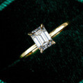 18K Gold Plated S925 Silver Four Prong Rectangular 1ct Emerald Moissanite Ring-0-4