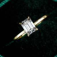 18K Gold Plated S925 Silver Four Prong Rectangular 1ct Emerald Moissanite Ring-1CT (set with zircon)  7 yards
