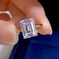wholesale 925 Silver Moojing New 8*10 Simulated Emerald Cut Zircon Ring Rock Candy Diamond Princess Square-0-2