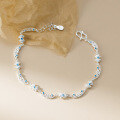 wholesale 990 Sterling Silver Fresh and Sweet Ins Style Unique Design Blue Diamond Bow Alice Bracelet S7871-0-3