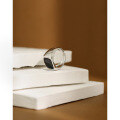 wholesale S925 Sterling Silver Korean-style Cold-toned Minimalist Geometric Square Resin Inlay Open Ring-0-1