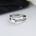 wholesale S925 Sterling Silver Minimalist Double-Layer Geometric Ring, Ins Trend Retro Personality Minimalist Style Versatile Index Finger Ring-0-0