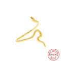 wholesale 18K Gold and S925 Sterling Silver Fun Smooth Small Snake Index Finger Ring, Ins Simple Personality Snake Print Trendy Open Ring-0-4