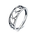wholesale 925 Sterling Silver European and American Openwork Heart Adjustable Ring Korean Style Simple Internet Celebrity Minimalist Cool Trendy Stacking Ring for Women-0-4