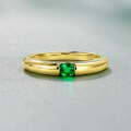 wholesale 925 Sterling Silver New European and American Style Gold-Plated 4*5mm Green Diamond Ring for Women-0-0