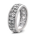 wholesale S925 sterling silver antique vintage ethnic style minimalist wide band ring with a hundred blessings design-0-4