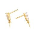 wholesale 18K Gold Light Luxury Princess Style Diamond Pearl Earring Setting Women's 14K Gold Ear Stud DIY Inlay Pearl Accessories-0-4