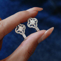 925 Sterling Silver Four-Leaf Clover Earrings with D Color Moissanite, Hip-Hop Style-0-2