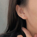wholesale 999 Sterling Silver Minimalist Smooth Heart Stud Earrings for Women, Petite and Delicate Sweet Mini Earrings for Pierced Ears-0-1