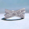 wholesale S925 Sterling Silver Full Diamond Thin Stacked Cross Ring Knuckle Ring Indifferent Style Niche Ins-0-5