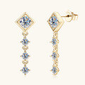wholesale Sterling silver European and American influencer tassel long moissanite earrings for women, high-end square micro-pave drop earrings-0-0