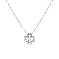 wholesale S925 Sterling Silver Korean-style Lucky Four-Leaf Clover Necklace for Women, Minimalist Short Collarbone Chain Fashion Fresh Pendant-0-4