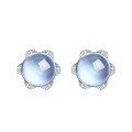 wholesale S925 sterling silver gold-plated new simple and fashionable small flower natural topaz earrings, women's niche earrings wholesale-0-5