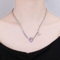wholesale S925 Sterling Silver Zircon Chain Light Luxury Minimalist Design Crown Amethyst Diamond Heart Bear Thai Silver Necklace-0-2