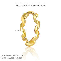 wholesale S925 Sterling Silver Tarot Card Heart Necklace Set, European-style Butterfly Ring, Cross-border Best-selling Earrings for Women-E4881_18K yellow plated_10mm_pair 925 silver