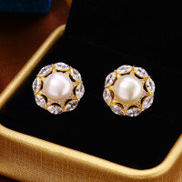 wholesale 925 Sterling Silver Small-Chic Bread Bead Earrings for Women, Elegant and French Romantic High-End Sense, Viral Internet Celebrity Jewelry Accessories-French Internet celebrity bread bead earrings 925 silver