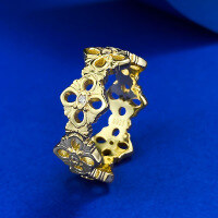 wholesale 925 Silver Gold-Plated Openwork Vintage Ring, BuBu Style, Light Luxury Fashion Jewelry for Women-R1013 Gold 8