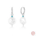 wholesale S925 Sterling Silver Baroque Irregular Pearl Circle Ear Clips, Elegant Classic European and American Best-Sellers-0-1