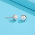 wholesale S925 Sterling Silver New Women's Stud Earrings Simple Pearl Inlaid Earrings Fashion Elegant Cross-Border Jewelry Factory Wholesale-0-0