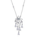 S925 Sterling Silver Firework Tassel Necklace with Zirconia-0-4