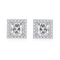 wholesale 925 Silver 1ct VVS1 Colored Moissanite Princess Cut Stud Earrings, Yun Tong Jewelry New Cross-Border Best Seller-0-2