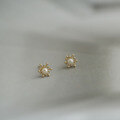 wholesale 9K Gold Wholesale Pure Flower Bud Design Freshwater Pearl Elegant Mini Flower Earrings for Women-0-1