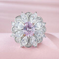 wholesale 925 Sterling Silver Jewelry Simulated Firework Pink Sapphire Ring New Trendy Women's Pink Diamond Ring-0-0