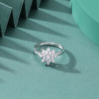 wholesale S925 Silver Snowflake Ring for Women, Korean Style Fashion Zircon Band, Personality Diamond Ring, Silver Jewelry Wholesale and Drop Shipping-Fashion Ring [S925 Silver]  Size 14