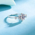 S925 Sterling Silver Moissanite Ring with Multi-Layer Halo and Fire Brilliance-0-1
