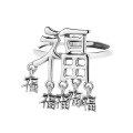 wholesale S925 Sterling Silver Vintage Hollow-Out Auspicious Pendant with Tassels Five Small Blessings Ring Five Blessings Descend Traditional Chinese Style Index Finger Ring-0-4