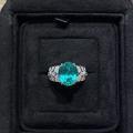 S925 Silver Vintage 6-Carat Pigeon Egg Ring in Paraíba Color-0-4