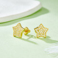 wholesale S925 Sterling Silver Gold-Plated Moissanite Star Stud Earrings, Hot Selling in Live Broadcasts-0-2