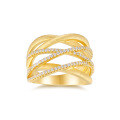 S925 Silver Cross Hollow-Out Ring with Moissanite, Gold-Plated, Tarnish-Resistant-0-0