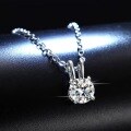wholesale 925 Sterling Silver Moissanite Four-Prong Necklace Women's Collarbone Chain Ins Minimalist Style Simple Niche Design-0-1